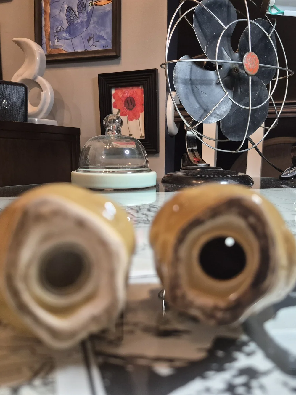 Yellow Ceramic Owl Salt and Pepper Shakers - Pair